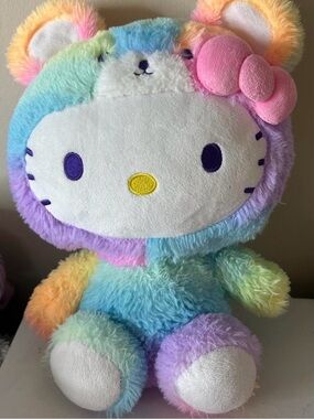 Sanrio Hello Kitty Rainbow Pastel Plush with Pink Bow